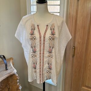 NWT J Jill shirt Embroidered Summer Blouse Sz L